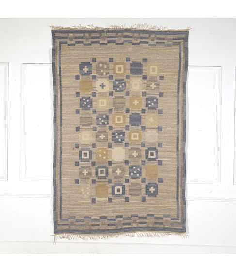 Swedish Blue and Grey Flatweave Rug