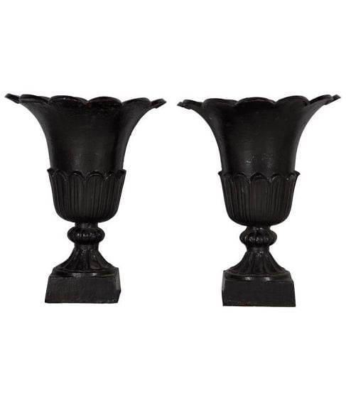 Pair of  Victorian Cast Iron Urns