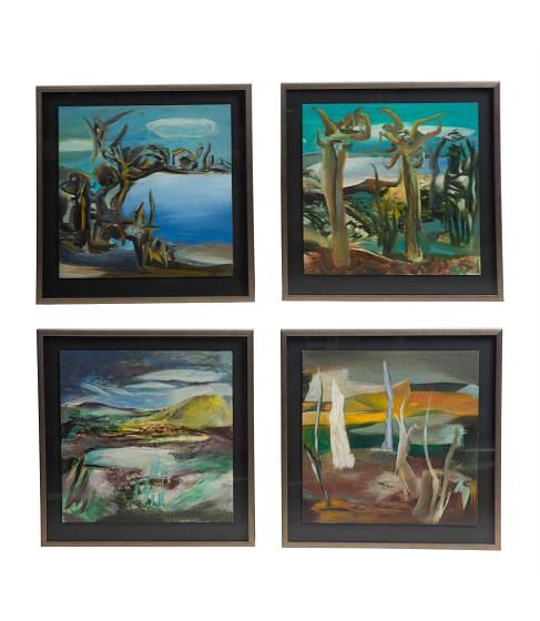 Set of Four Abstract Landscapes