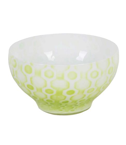Kosta Boda Glass Bowl with Apple Green Enamelling
